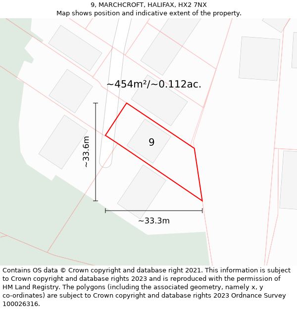 9, MARCHCROFT, HALIFAX, HX2 7NX: Plot and title map