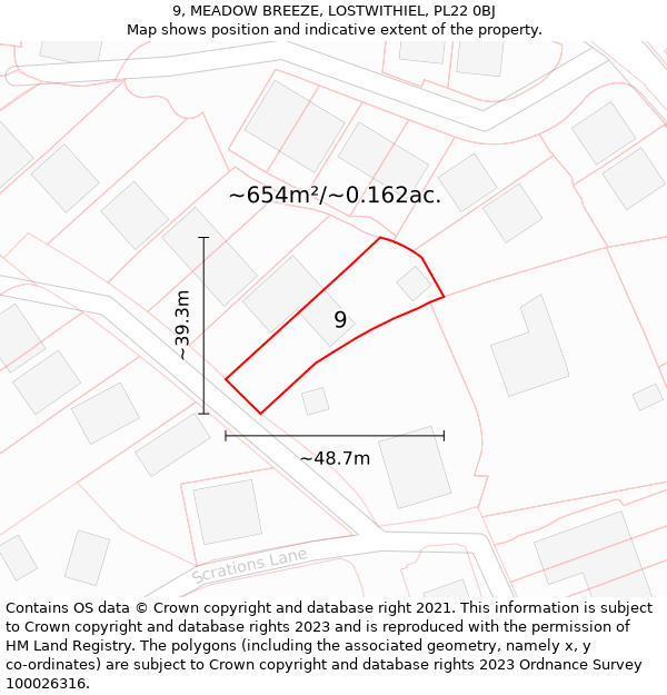 9, MEADOW BREEZE, LOSTWITHIEL, PL22 0BJ: Plot and title map