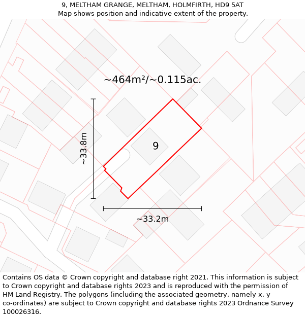 9, MELTHAM GRANGE, MELTHAM, HOLMFIRTH, HD9 5AT: Plot and title map