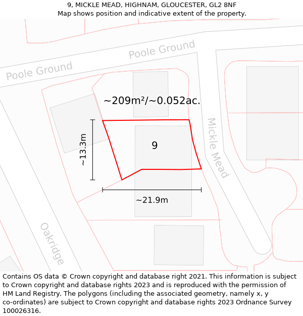 9, MICKLE MEAD, HIGHNAM, GLOUCESTER, GL2 8NF: Plot and title map