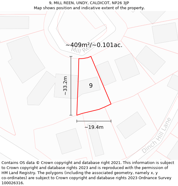 9, MILL REEN, UNDY, CALDICOT, NP26 3JP: Plot and title map