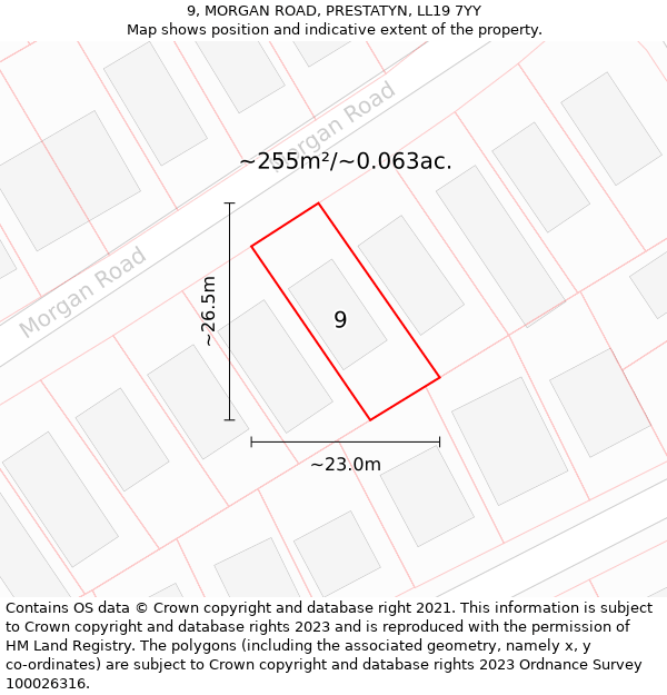 9, MORGAN ROAD, PRESTATYN, LL19 7YY: Plot and title map