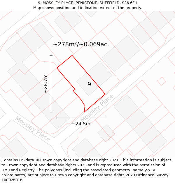 9, MOSSLEY PLACE, PENISTONE, SHEFFIELD, S36 6FH: Plot and title map