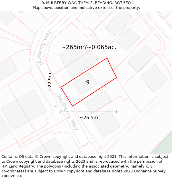 9, MULBERRY WAY, THEALE, READING, RG7 5EQ: Plot and title map