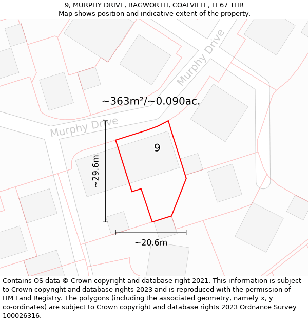 9, MURPHY DRIVE, BAGWORTH, COALVILLE, LE67 1HR: Plot and title map