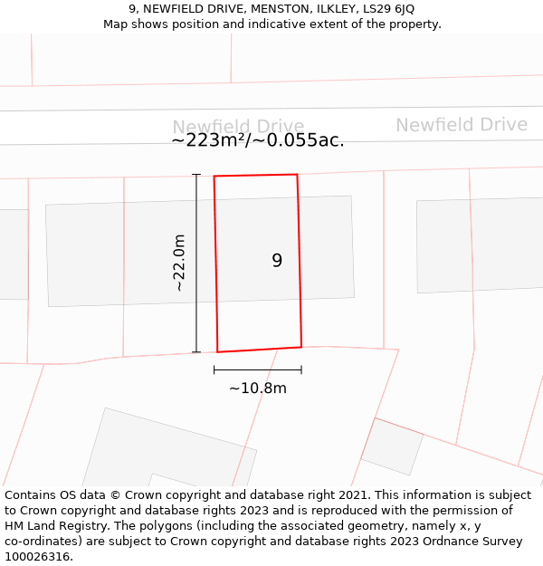 9, NEWFIELD DRIVE, MENSTON, ILKLEY, LS29 6JQ: Plot and title map