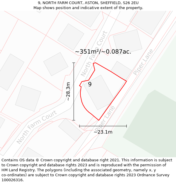 9, NORTH FARM COURT, ASTON, SHEFFIELD, S26 2EU: Plot and title map