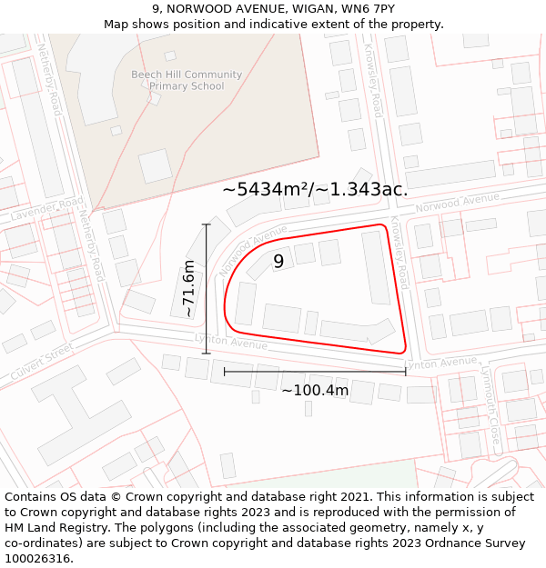 9, NORWOOD AVENUE, WIGAN, WN6 7PY: Plot and title map