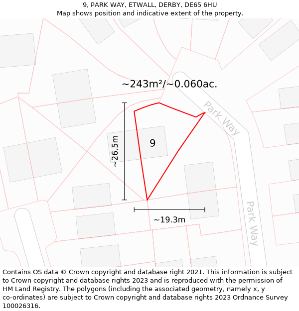 9, PARK WAY, ETWALL, DERBY, DE65 6HU: Plot and title map