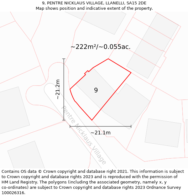 9, PENTRE NICKLAUS VILLAGE, LLANELLI, SA15 2DE: Plot and title map