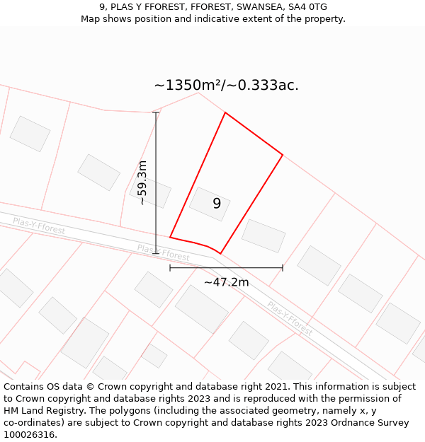 9, PLAS Y FFOREST, FFOREST, SWANSEA, SA4 0TG: Plot and title map