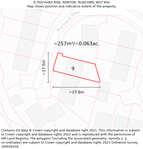 9, POCHARD RISE, NORTON, RUNCORN, WA7 6SS: Plot and title map