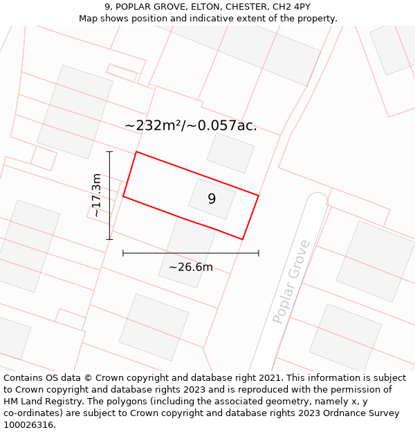 9, POPLAR GROVE, ELTON, CHESTER, CH2 4PY: Plot and title map