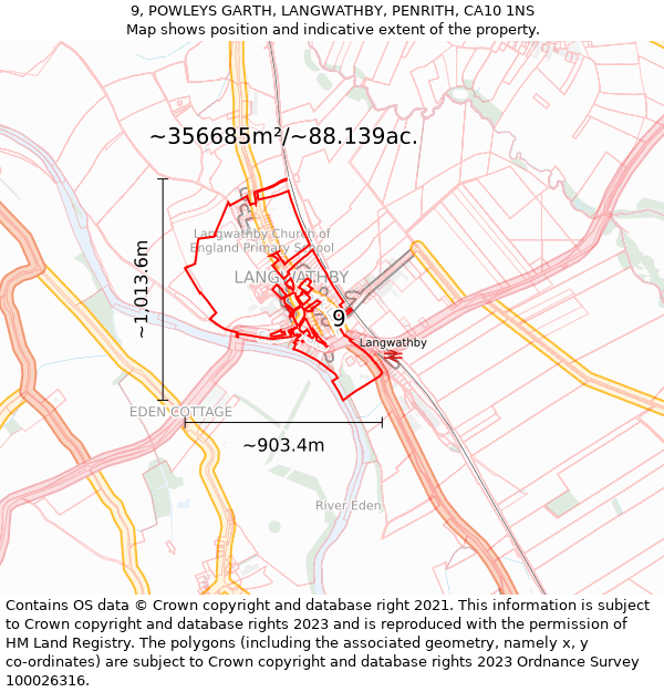 9, POWLEYS GARTH, LANGWATHBY, PENRITH, CA10 1NS: Plot and title map