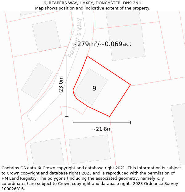 9, REAPERS WAY, HAXEY, DONCASTER, DN9 2NU: Plot and title map
