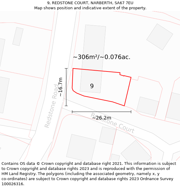 9, REDSTONE COURT, NARBERTH, SA67 7EU: Plot and title map