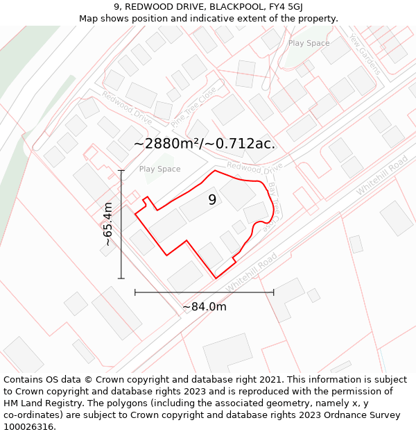 9, REDWOOD DRIVE, BLACKPOOL, FY4 5GJ: Plot and title map