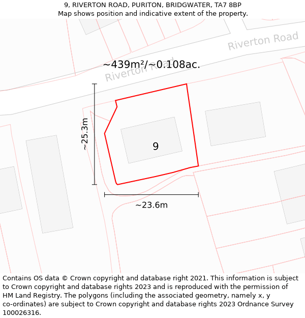 9, RIVERTON ROAD, PURITON, BRIDGWATER, TA7 8BP: Plot and title map