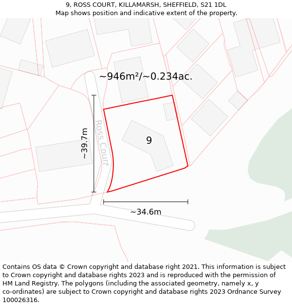 9, ROSS COURT, KILLAMARSH, SHEFFIELD, S21 1DL: Plot and title map