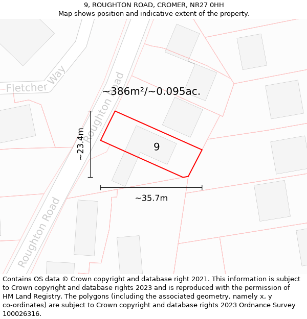 9, ROUGHTON ROAD, CROMER, NR27 0HH: Plot and title map