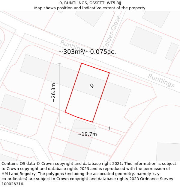 9, RUNTLINGS, OSSETT, WF5 8JJ: Plot and title map