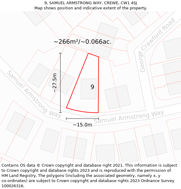 9, SAMUEL ARMSTRONG WAY, CREWE, CW1 4SJ: Plot and title map