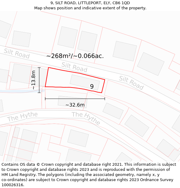 9, SILT ROAD, LITTLEPORT, ELY, CB6 1QD: Plot and title map