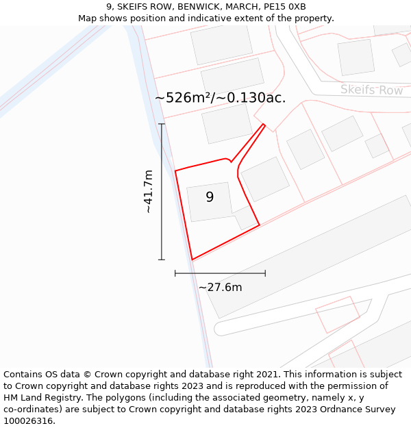 9, SKEIFS ROW, BENWICK, MARCH, PE15 0XB: Plot and title map