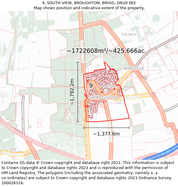 9, SOUTH VIEW, BROUGHTON, BRIGG, DN20 0EE: Plot and title map