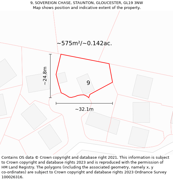 9, SOVEREIGN CHASE, STAUNTON, GLOUCESTER, GL19 3NW: Plot and title map