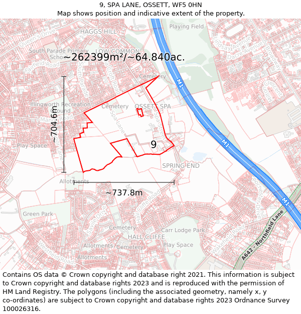 9, SPA LANE, OSSETT, WF5 0HN: Plot and title map