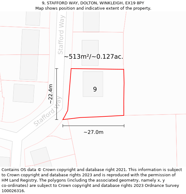 9, STAFFORD WAY, DOLTON, WINKLEIGH, EX19 8PY: Plot and title map