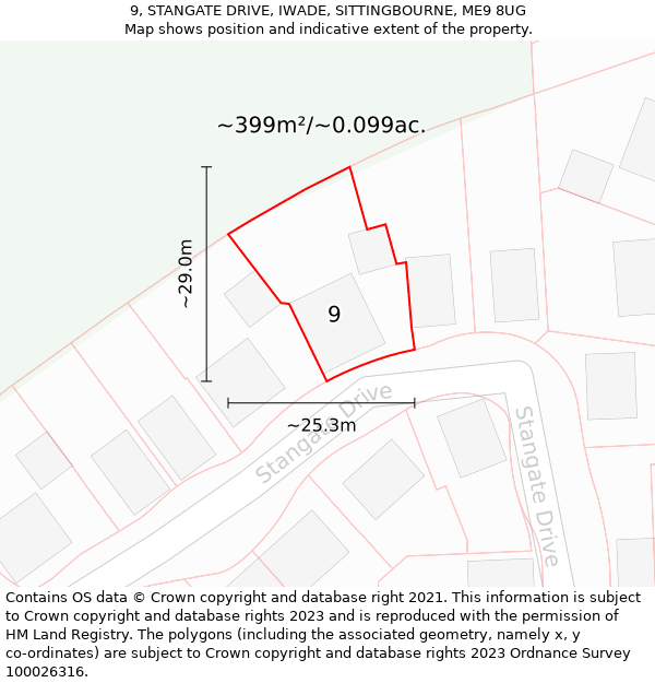 9, STANGATE DRIVE, IWADE, SITTINGBOURNE, ME9 8UG: Plot and title map