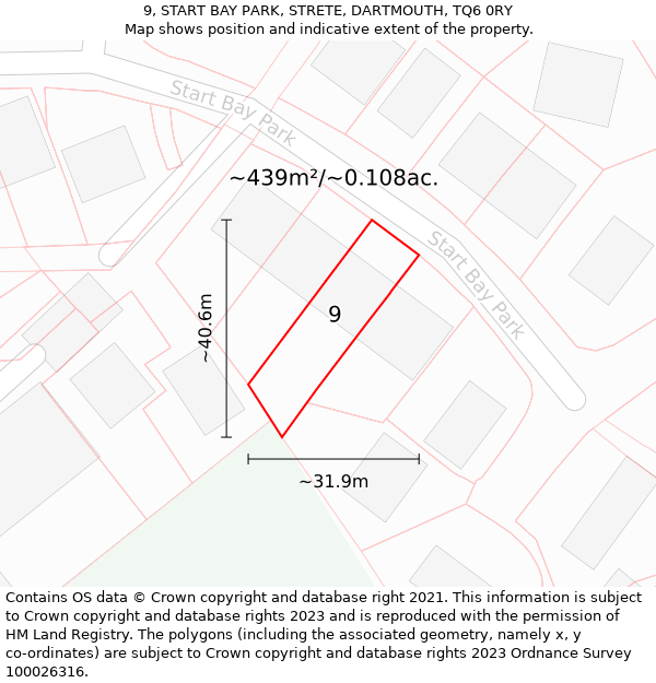 9, START BAY PARK, STRETE, DARTMOUTH, TQ6 0RY: Plot and title map