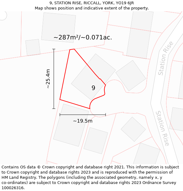 9, STATION RISE, RICCALL, YORK, YO19 6JR: Plot and title map