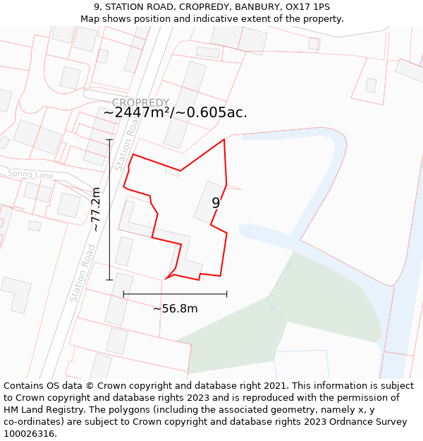 9, STATION ROAD, CROPREDY, BANBURY, OX17 1PS: Plot and title map