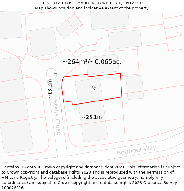 9, STELLA CLOSE, MARDEN, TONBRIDGE, TN12 9TP: Plot and title map