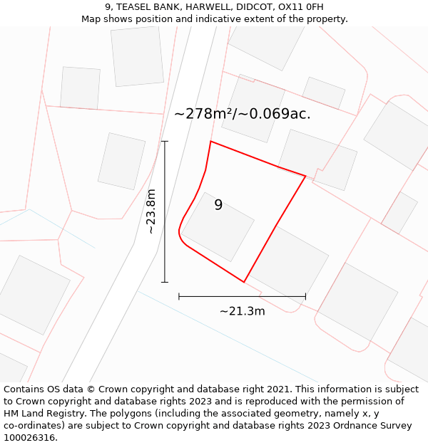 9, TEASEL BANK, HARWELL, DIDCOT, OX11 0FH: Plot and title map