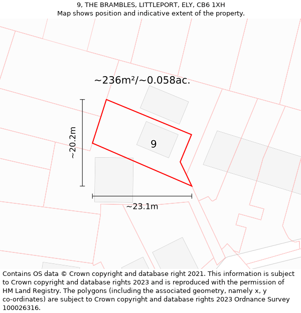 9, THE BRAMBLES, LITTLEPORT, ELY, CB6 1XH: Plot and title map