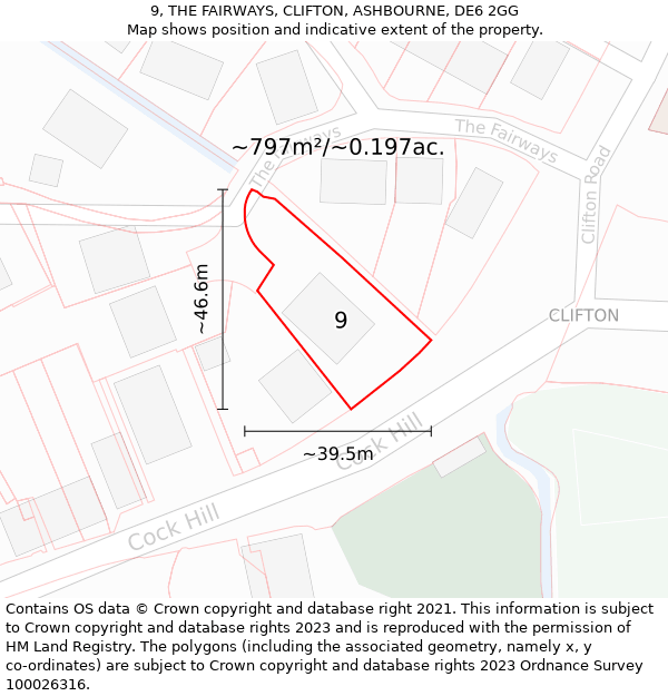 9, THE FAIRWAYS, CLIFTON, ASHBOURNE, DE6 2GG: Plot and title map