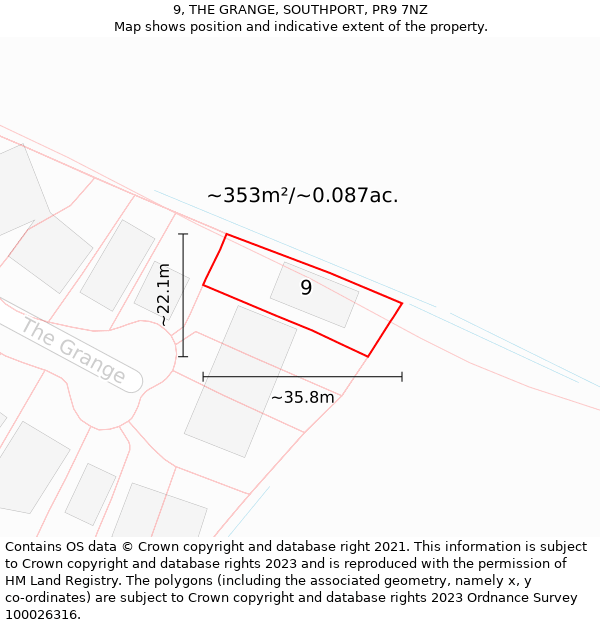 9, THE GRANGE, SOUTHPORT, PR9 7NZ: Plot and title map