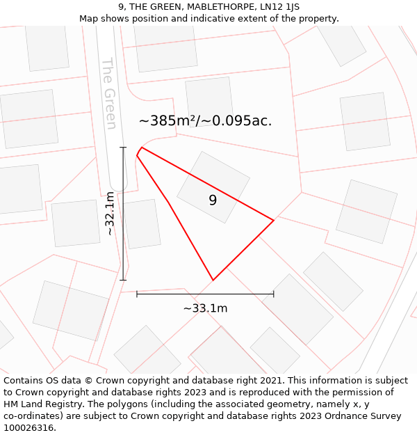 9, THE GREEN, MABLETHORPE, LN12 1JS: Plot and title map