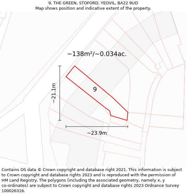 9, THE GREEN, STOFORD, YEOVIL, BA22 9UD: Plot and title map