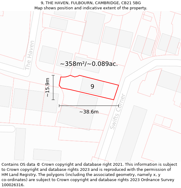 9, THE HAVEN, FULBOURN, CAMBRIDGE, CB21 5BG: Plot and title map