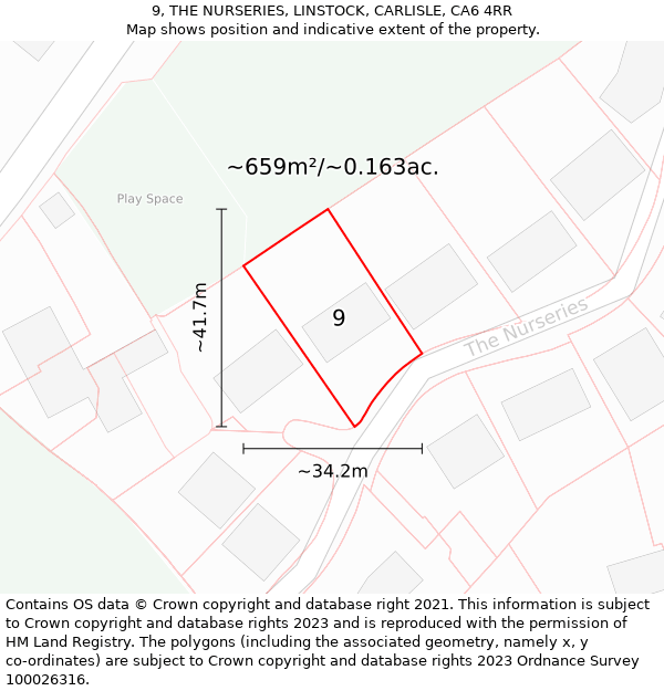 9, THE NURSERIES, LINSTOCK, CARLISLE, CA6 4RR: Plot and title map