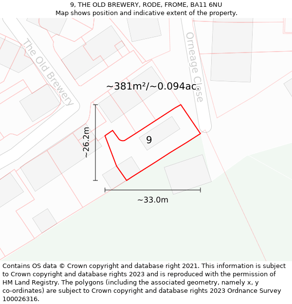 9, THE OLD BREWERY, RODE, FROME, BA11 6NU: Plot and title map