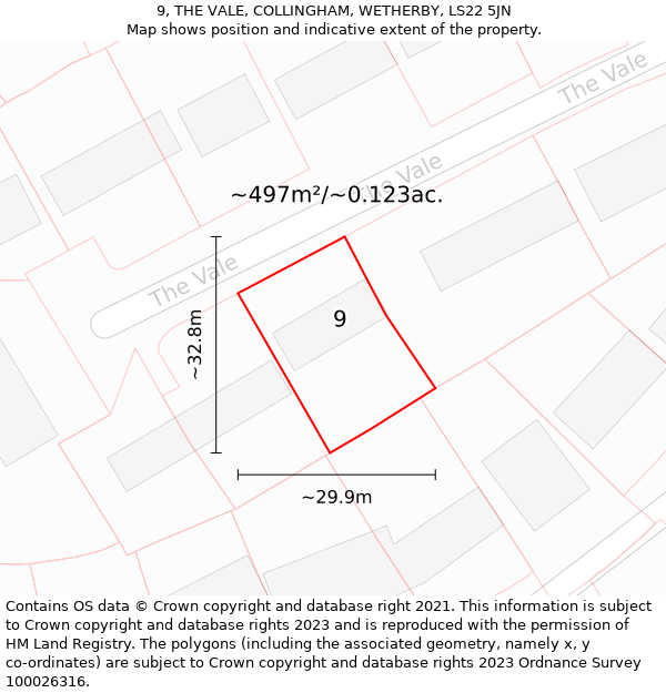 9, THE VALE, COLLINGHAM, WETHERBY, LS22 5JN: Plot and title map