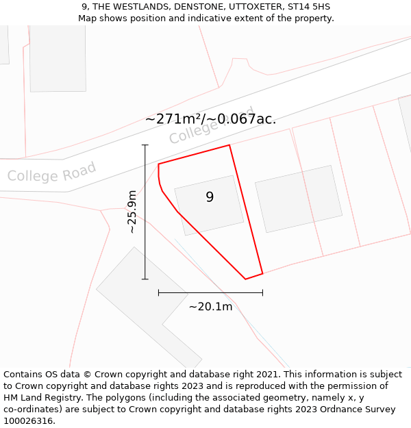 9, THE WESTLANDS, DENSTONE, UTTOXETER, ST14 5HS: Plot and title map