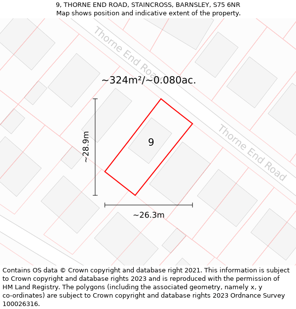 9, THORNE END ROAD, STAINCROSS, BARNSLEY, S75 6NR: Plot and title map