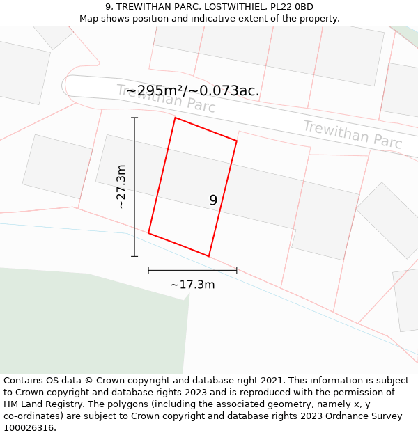 9, TREWITHAN PARC, LOSTWITHIEL, PL22 0BD: Plot and title map